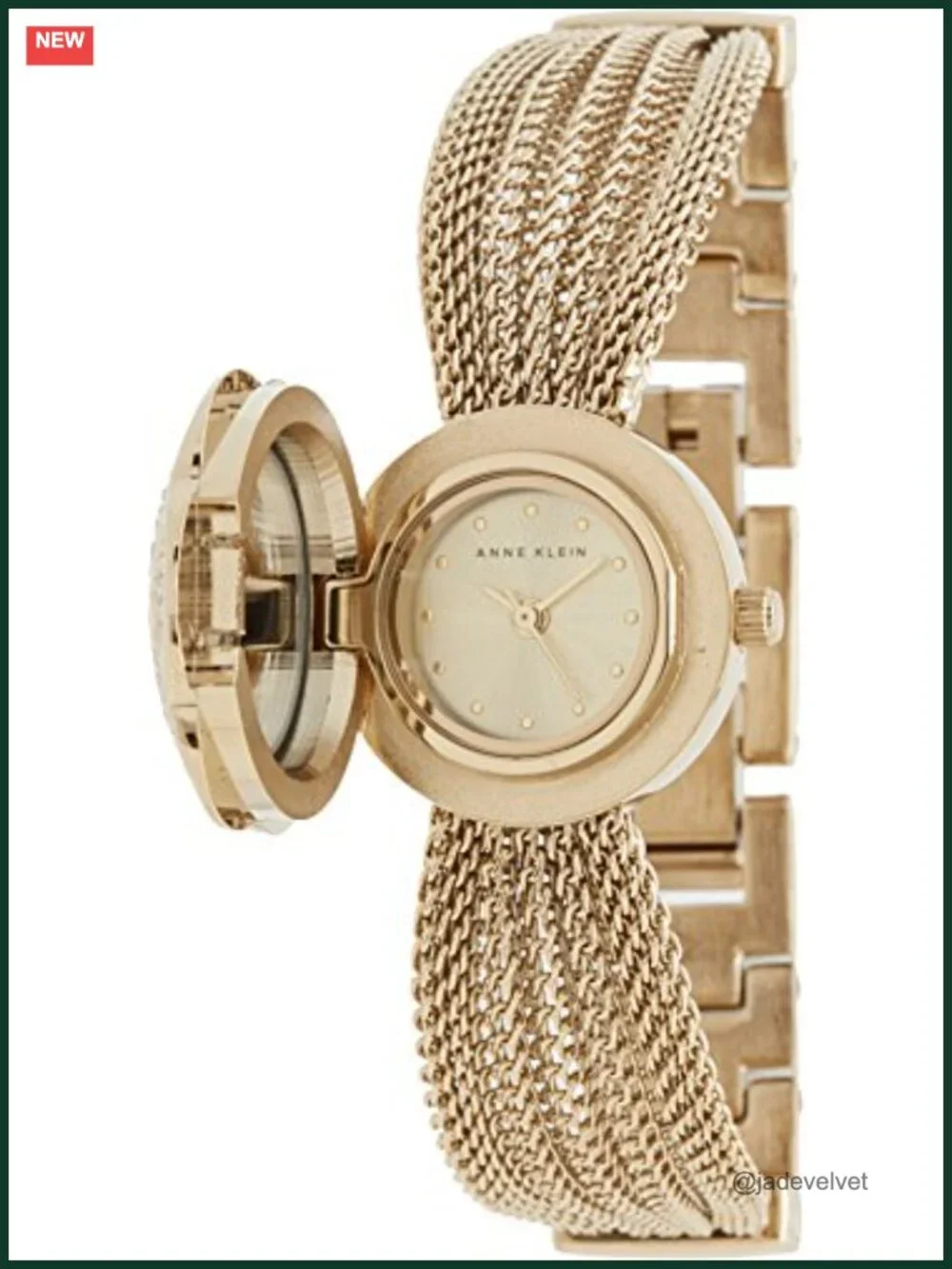 Anne Klein Crystal Accented Womens Watch, Gold-Tone Mesh Bracelet, Quartz